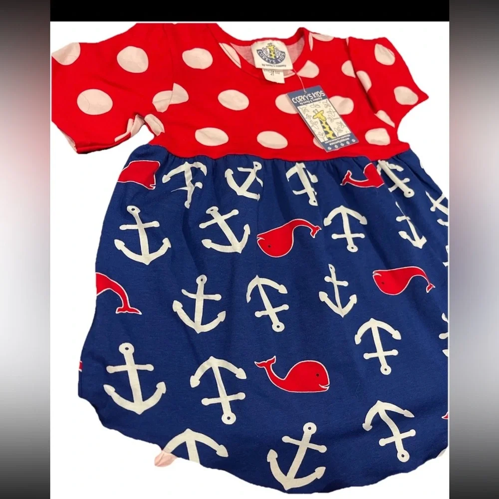 🆕Corkys kids little girls‎ size 4 cotton stretch red white blue patriotic dress